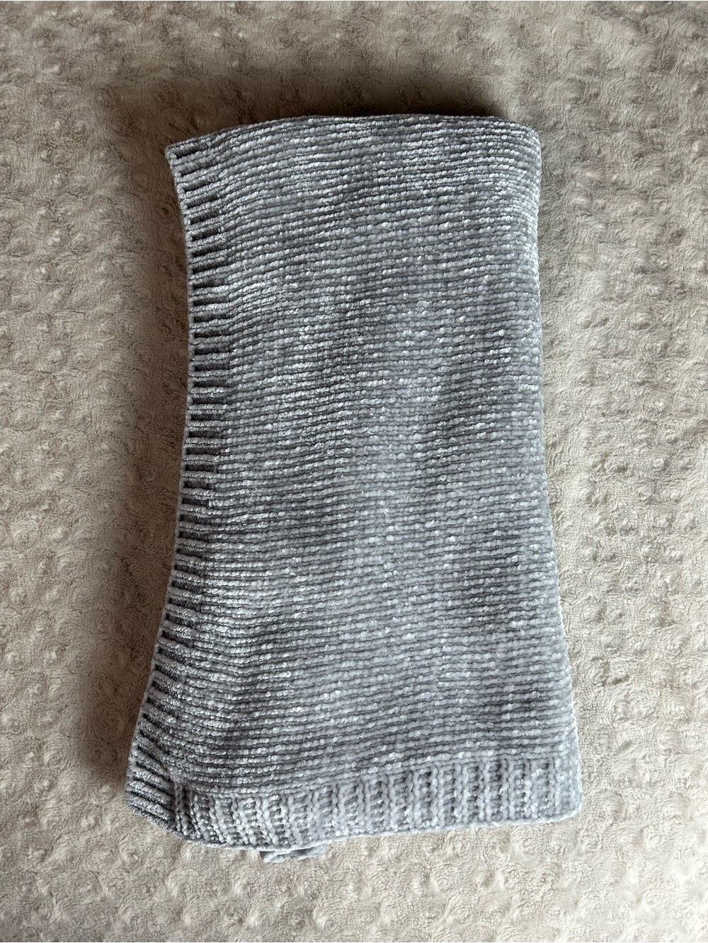 West Elm Kids Gray Chenille Baby Blanket Sweater Knit Soft Security Lovey